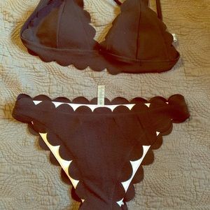Scalloped black bikini